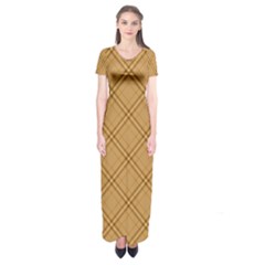 Autumn Fall Plaid Tartan 1 Diagonal Short Sleeve Maxi Dress by dressshop