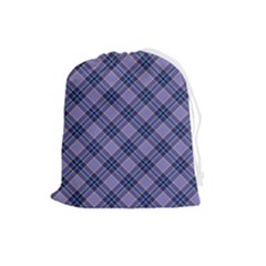 Purple Plaid Tartan 1 Diagonal Drawstring Pouch (large) by dressshop