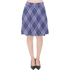 Purple Plaid Tartan 1 Diagonal Velvet High Waist Skirt by dressshop