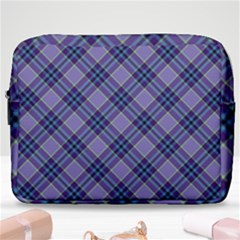 Purple Plaid Tartan 1 Diagonal Make Up Pouch (large) by dressshop