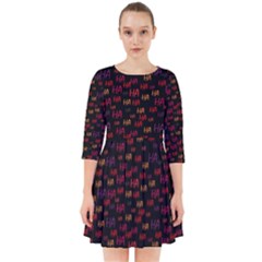 Pattern Ha Ha Ha  Abstract Black Dark Doodle Hahaha Pattern Physco Smock Dress by Salmanaz77