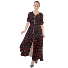 Pattern Ha Ha Ha  Abstract Black Dark Doodle Hahaha Pattern Physco Waist Tie Boho Maxi Dress by Salmanaz77