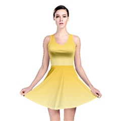 Amber Orange To Cream Yellow Linear Gradient Reversible Skater Dress by GradientsOmbre