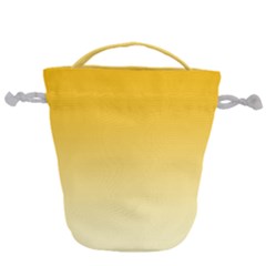 Amber Orange To Cream Yellow Linear Gradient Drawstring Bucket Bag by GradientsOmbre