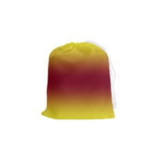 Electric Yellow To Burgundy Red Bilinear Gradient Drawstring Pouch (small) by GradientsOmbre