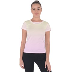 Cream Yellow To Pink Lace Linear Gradient Short Sleeve Sports Top  by GradientsOmbre