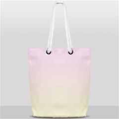 Pink Lace To Cream Yellow Linear Gradient Full Print Rope Handle Tote (small) by GradientsOmbre