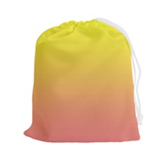 Electric Yellow To Coral Pink Linear Gradient Drawstring Pouch (2xl) by GradientsOmbre