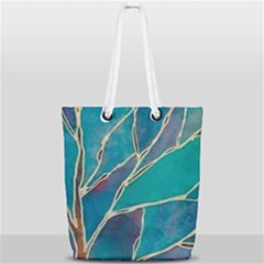 Aqua Batik, Abstract, Colorful Full Print Rope Handle Tote (small) by kyorashop23