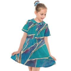 Aqua Batik, Abstract, Colorful Kids  Short Sleeve Shirt Dress by kyorashop23