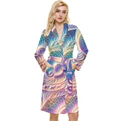 Abstract Fractal Art Swirl Pattern Long Sleeve Velvet Robe by Salmanaz77