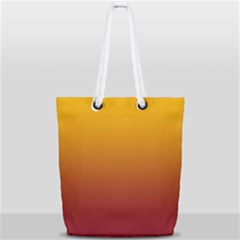 Amber Orange To Burgundy Red Linear Gradient Full Print Rope Handle Tote (small) by GradientsOmbre