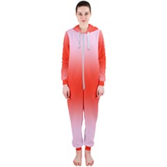 Pink Lace To Scarlet Red Bilinear Gradient Hooded Jumpsuit (ladies) by GradientsOmbre
