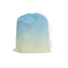 Baby Blue To Cream Yellow Linear Gradient Drawstring Pouch (large) by GradientsOmbre