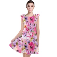 Pattern Seamless Texture Daisies Tie Up Tunic Dress by Grandong
