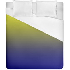 Electric Yellow To Navy Blue Linear Gradient Duvet Cover (california King Size) by GradientsOmbre