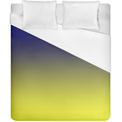 Navy Blue To Electric Yellow Linear Gradient Duvet Cover (california King Size) by GradientsOmbre