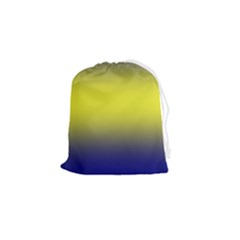 Navy Blue To Electric Yellow Bilinear Gradient Drawstring Pouch (small) by GradientsOmbre