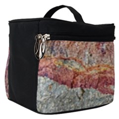Red And Gray Rock Texture Print Make Up Travel Bag (small) by dflcprintsclothing