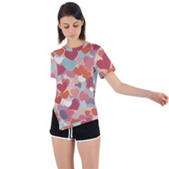 Valentines Day Hearts Romance Love Asymmetrical Short Sleeve Sports T-shirt by Posterlux
