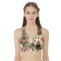 Christmas Tree Snow Sports Bra with Border View1