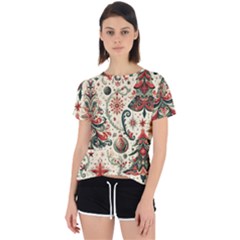 Christmas Tree Snow Open Back Sport T-shirt by Bedest