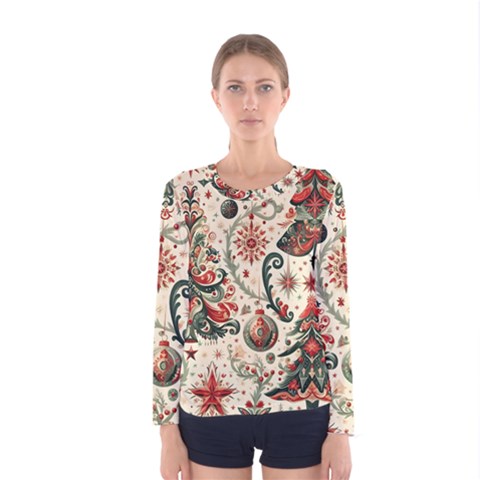 Christmas Tree Snow Women s Long Sleeve T-shirt by Bedest