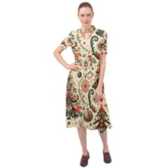 Christmas Tree Snow Keyhole Neckline Chiffon Dress by Bedest