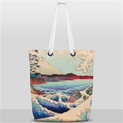 Wave Japanese Mount Fuji Ocean Full Print Rope Handle Tote (small) by Bedest