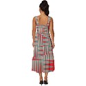 Zigzag Pattern Chevron Red Square Neckline Tiered Midi Dress View4