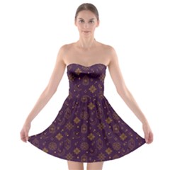 Moon Stars Pattern Strapless Bra Top Dress by Sabxi