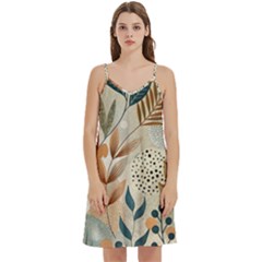 Leaves Pattern Flora Mini Camis Dress With Pockets by Sabxi