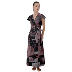 Aesthetic , Aesthetic, Dark Flutter Sleeve Maxi Dress by kyorashop23