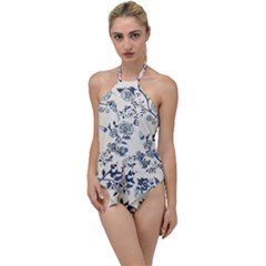 Blue Vintage Background Go With The Flow One Piece Swimsuit by kyorashop23