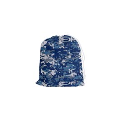 Blue, Camouflage, Cool, Navy, New, Pattern Drawstring Pouch (xs) by kyorashop23