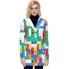 Colorful Bricks, Bricks, Colorful Button Up Hooded Coat  by kyorashop23