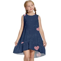 Corazones, Blue, Pattern Kids  Frill Swing Dress by kyorashop23