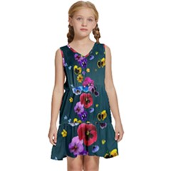 Falling Flowers, Art, Coffee Cup Kids  Sleeveless Tiered Mini Dress by kyorashop23