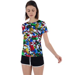 Falling Lego Bricks, Desenho, Fall, Games Back Circle Cutout Sports T-shirt by kyorashop23