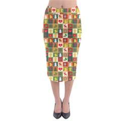 Template Christmas Pattern Midi Pencil Skirt by Proyonanggan