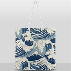Japanese Wave Pattern Full Print Rope Handle Tote (large) by Cemarart