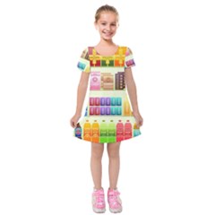 Supermarket Shelf Products Snacks Kids  Short Sleeve Velvet Dress by Cemarart