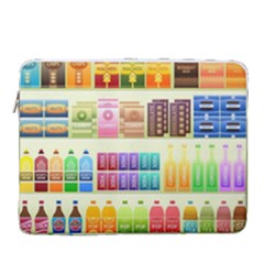 Supermarket Shelf Products Snacks 15  Vertical Laptop Sleeve Case With Pocket by Cemarart
