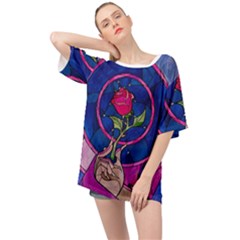 Enchanted Rose Stained Glass Oversized Chiffon Top by Cemarart
