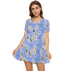 Abstract Pattern Tiered Short Sleeve Babydoll Dress by Sabxi
