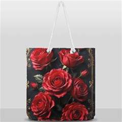 Red Roses Full Print Rope Handle Tote (large) by Sabxi