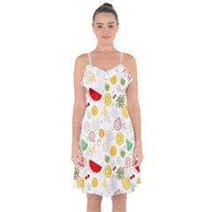 Pattern Seamless Texture Fruit Ruffle Detail Chiffon Dress by Sabxi