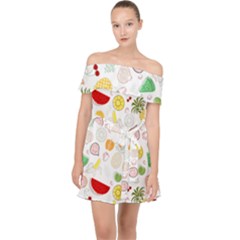 Pattern Seamless Texture Fruit Off Shoulder Chiffon Dress by Sabxi