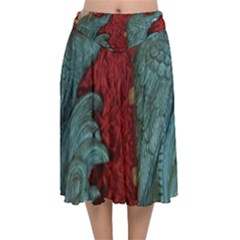 Birds Velvet Flared Midi Skirt by bestdesignintheworld