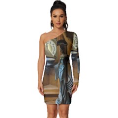 Lady Long Sleeve One Shoulder Mini Dress by bestdesignintheworld